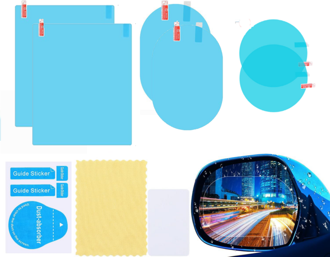 사이드미러 방수필름 친수 풀세트 3종 규격 6P, 6개, 범용형