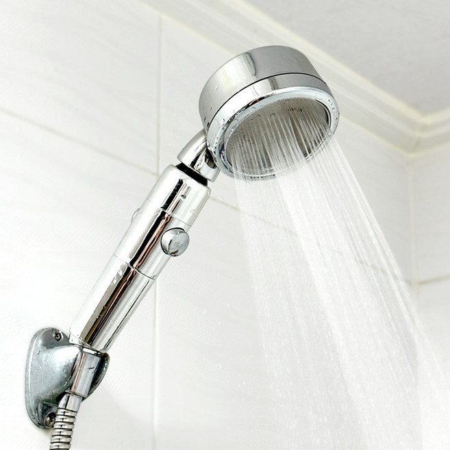 원터치 3단조절 샤워기 헤드 욕실 샤워 고압 분사 절수 각도조절, 1개, 실버