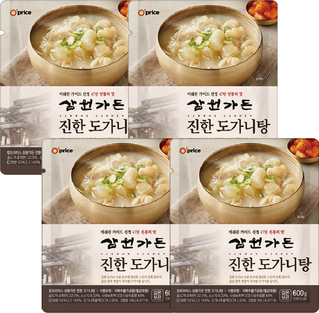 삼원가든 진한 도가니탕 600g x 4팩, 4개