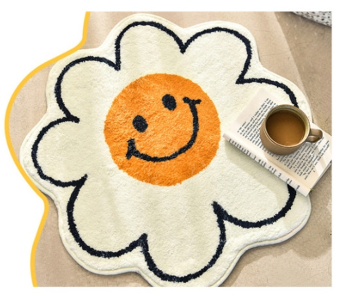 케일 스마일러그 발매트 플라워 미니원형 카페트