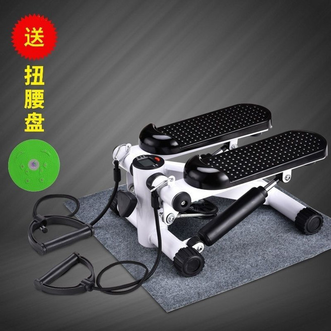 迷你踏步機 家用室內靜音免安裝多功能瘦身腳踏機, 黑色款+扭腰盤 地毯拉繩潤滑油
