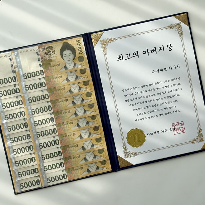 트루아 용돈 상장 커스텀 어버이날 기념일 선물, 1개, 네이비