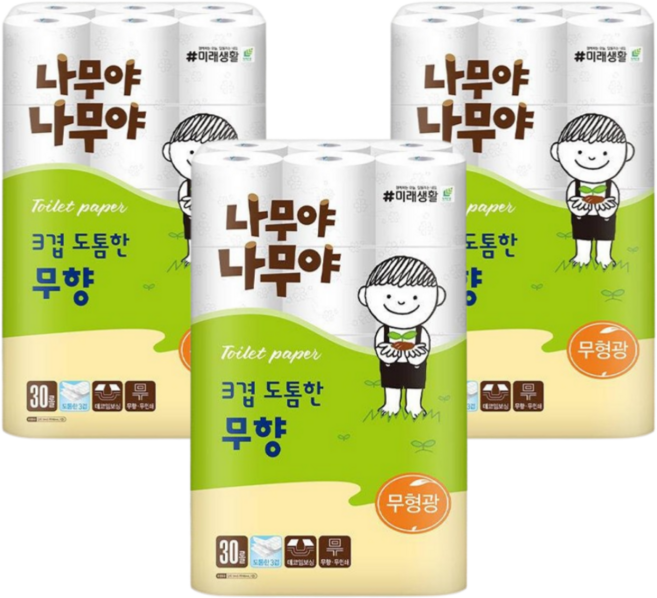 나무야나무야 3겹 도톰한 무향 30m 30롤 3개
