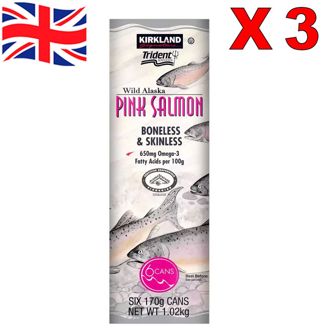 [영국발송] 3세트 170g 6캔 커클랜드 시그니처 핑크 연어 캔 Kirkland Signature Pink Salmon, 1.02kg, 3개