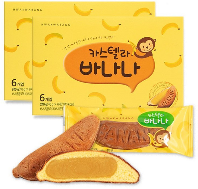 ★1+1 특가★ 카스텔라 바나나(40gx6개입) x2박스, 240g, 2개