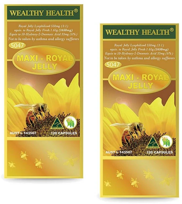 웰시헬스 맥시 로얄젤리 캡슐 Wealthy Health MAXI Royal Jelly, 2개, 120정 - 쿠팡
