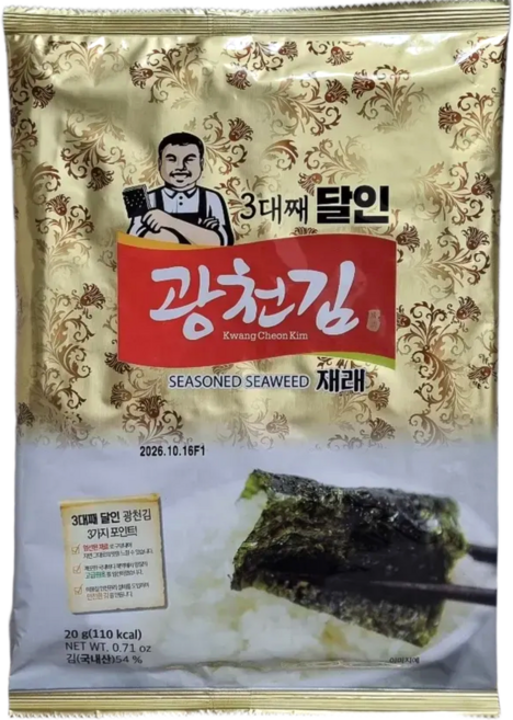 광천김 3대째 달인 재래 전장김, 20g, 20개