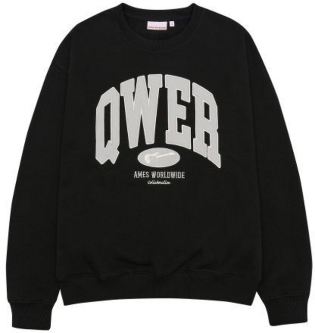 아메스 월드와이드 amesworldwide QWER BASIC APPLIQUE SWEATSHIRT BLACK