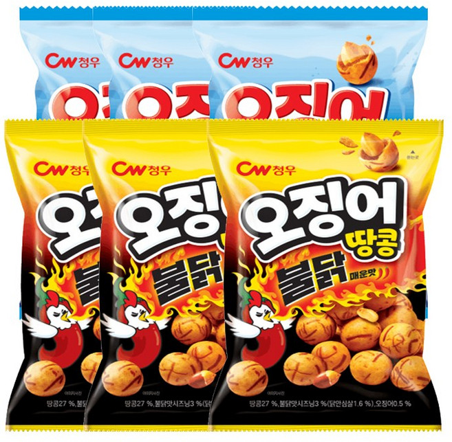 청우 오징어땅콩+불닭맛, 180g, 3세트