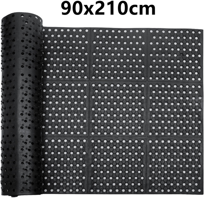 GAPINO 바닥 생고무 매트 대형 업소용 주방매트 현관매트 출입구 미끄럼방지매트 베란다 PVC 발판매트 고무 깔판, 1개, 블랙