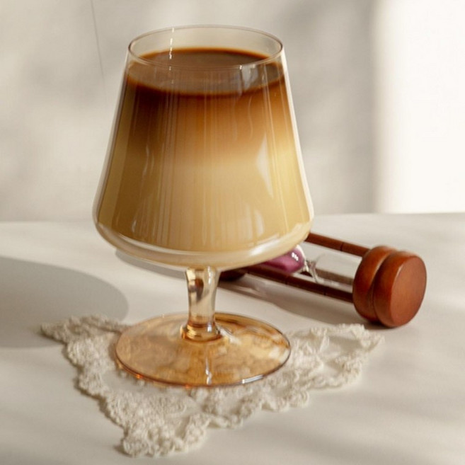 3종 1개 480ml 고블렛잔 유리컵 유리잔 와인잔 글라스 술잔 커피컵 홈카페 선물, 골드림