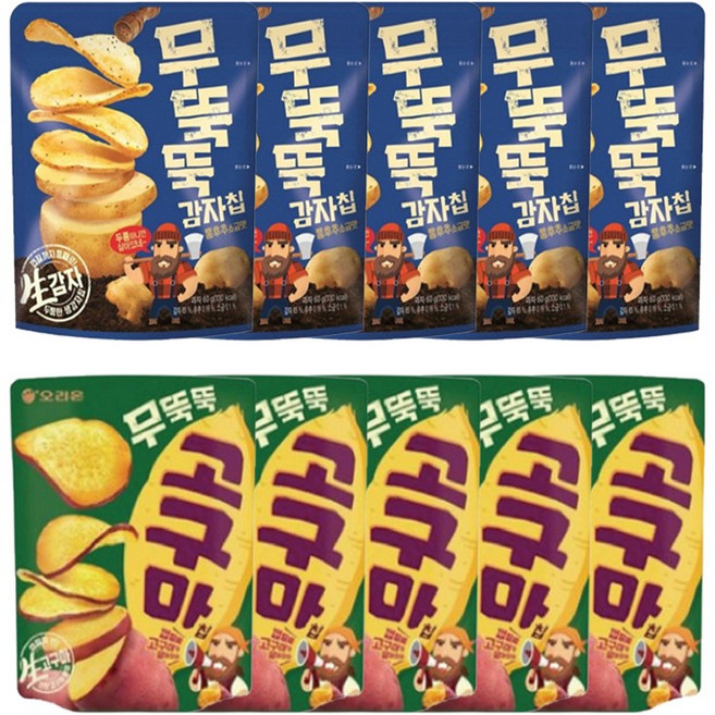 오리온 무뚝뚝 2종세트 10봉 생감자칩 생고구마칩, 10개, 56g