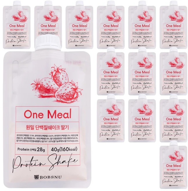 서울대밥스누 완벽한 한끼 원밀 단백질쉐이크 딸기맛, 40g, 14개 - 쿠팡
