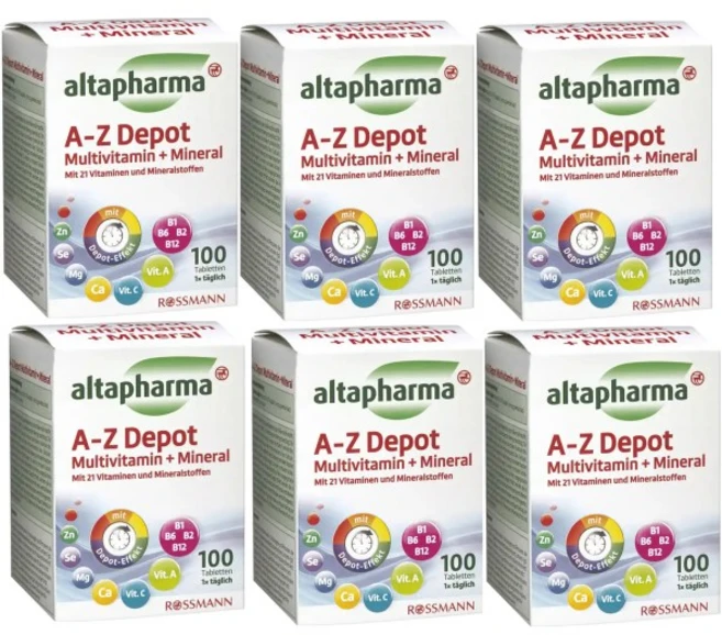 알타파마 독일 A-Z Depot 종합비타민+미네랄 100정 6팩, 6개 - 쿠팡