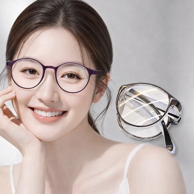 휴대용 접이식 미니 안경테 블루라이트 차단 초경량 독서안경+안경케이스