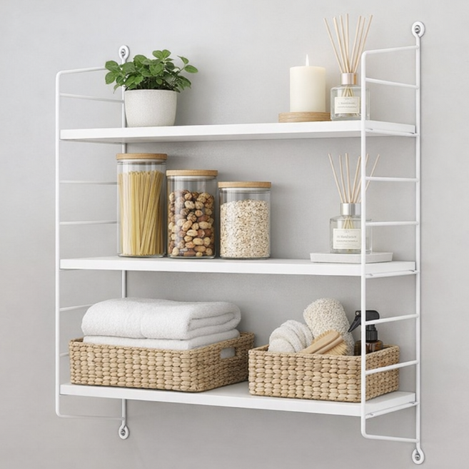 마벨인홈 공간활용 벽걸이 인테리어 선반, 화이트, 3단