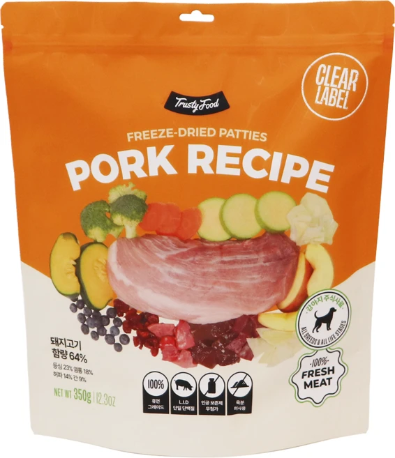 트러스티푸드 강아지 동결건조 사료 포크 패티, 350g, 1개 - 쿠팡