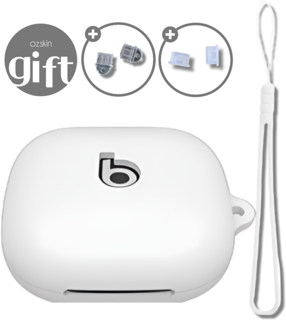 ozskin 파워 비츠 프로 2 실리콘 케이스 랜야드, 화이트, 1개