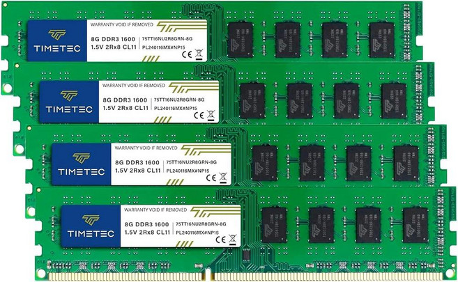 Timetec 16GB KIT(2x8GB) DDR3L / DDR3 1600MHz (DDR3L-1600) PC3L-12800 / PC3-12800 Non-ECC 언버퍼드 1.35V/, DDR3 32GB KIT(4x8GB), DDR3 32GB KIT(4x8GB)