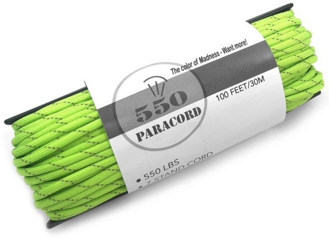 550 PARACORD 反光傘繩 7芯軍規拉力4mm繩索, fluo green, 1個