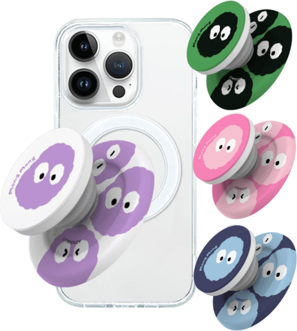 갤럭시점프3(M446) 몽몽 삼형제 맥세이프 스마트톡 그립 톡거치대+투명 케이스