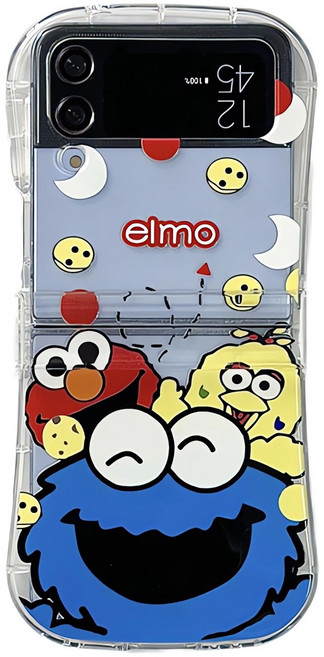 얌코 휴대폰 케이스 z플립3 4 5 6 7 힌지보호 투명 실리콘 웃는 얼굴