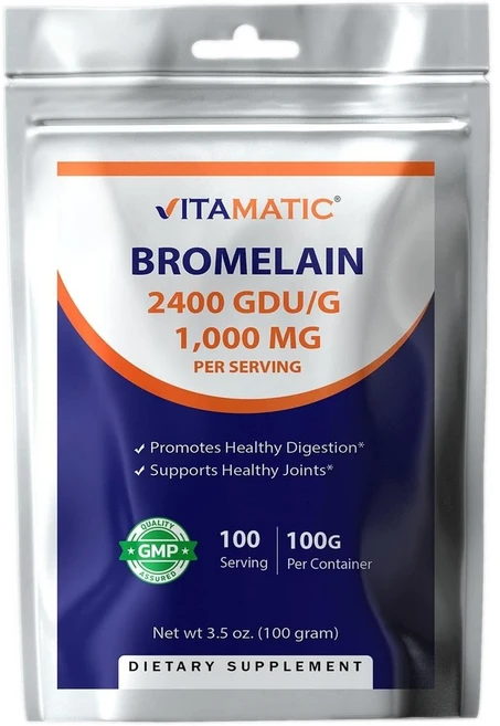 비타매틱 브로멜라인 2400GDU 분말 파우더 100g 단백질분해효소 파인애플효소, 1팩, 1개 - 쿠팡