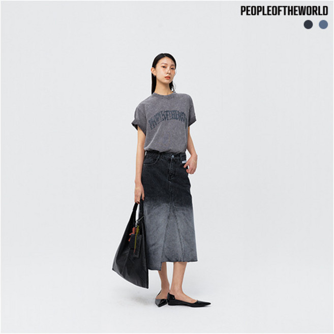[피플오브더월드] [25SS NEW] 옴브레 워싱 데님 스커트