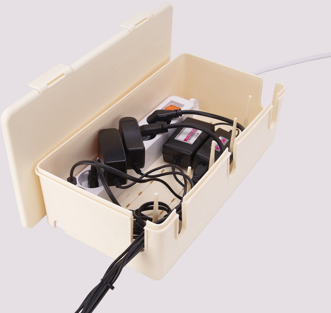 케이블매니저 대형 멀티탭정리함 전선정리함 6구 멀티탭 수납, 1개, 아이보리
