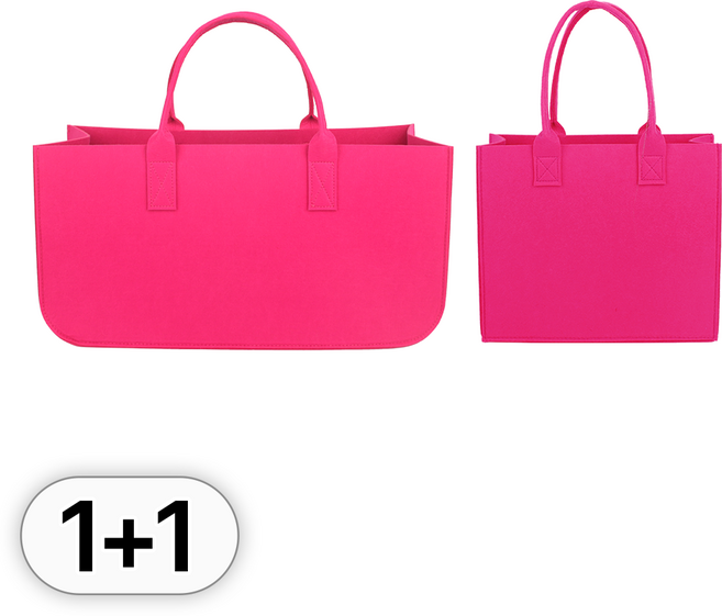 투데이리빙 2p 세트 빅사이즈 펠트 토트백 무지 부직포 선물 포장 가방 바구니 펠트백 쇼핑백 부직포백, 2개, R98637M(핫핑크