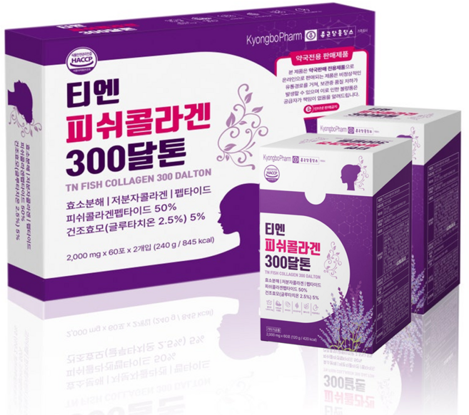 종근당 콜라겐 초저분자 어린 피쉬 피부 모발 헤어 관절 콜라겐 티엔 피쉬콜라겐 300달톤 엘라스틴 히알루론산, 2개, 120g