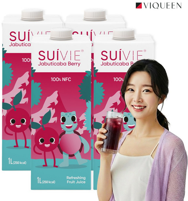 수이비 자보티카바 100% 거북이 주스 NFC 100% 항산화, 4개, 1L