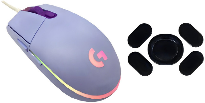 로지텍 G102 LIGHTSYNC 게이밍 마우스 + 마우스피트 세트, 라일락+마우스피트