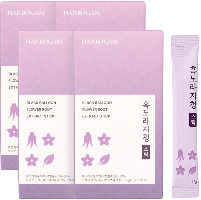 한보감 흑도라지청 스틱, 4박스, 15개입, 12g