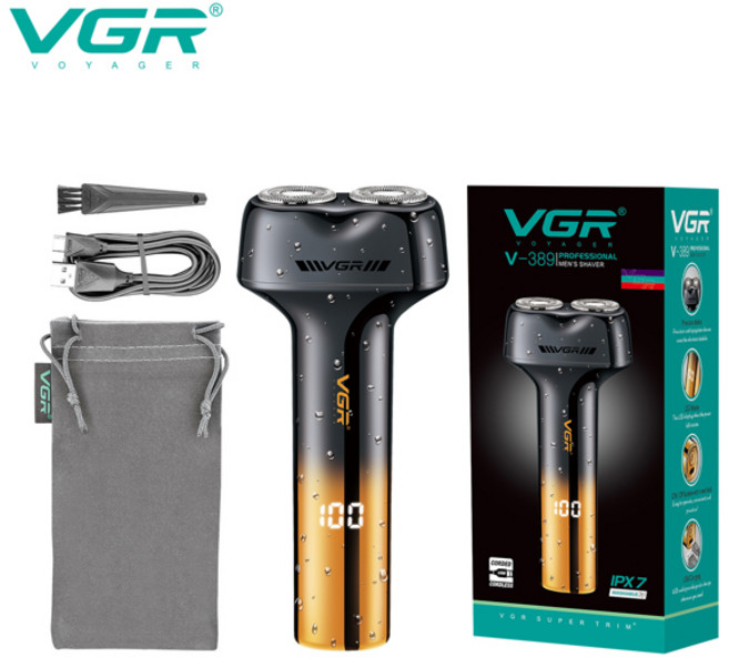 VGR 389 남성용 뷰티 세트 헤어 트리머 딥 클린 수염 트리머 USB 충전 그라데이션 면도기, [01] USB, 1개