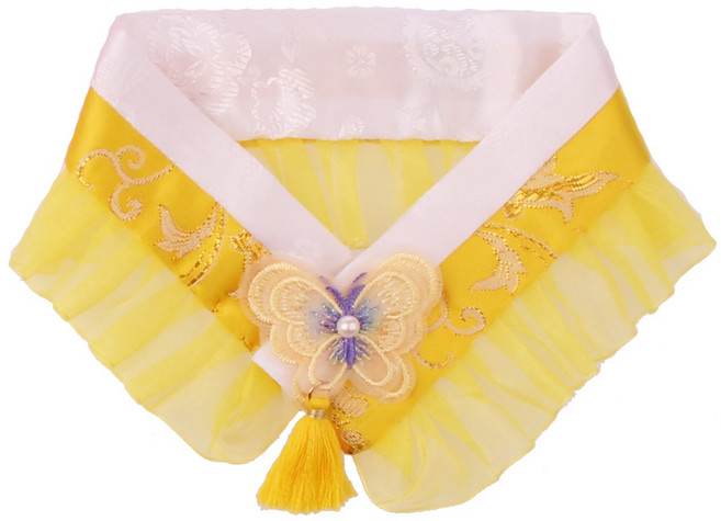 하니펫 반려동물 귀요미스카프 금사 한복 레이스, 1개, 옐로우