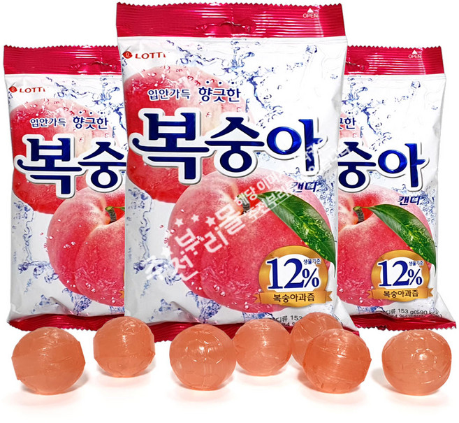 롯데웰푸드 복숭아 캔디, 153g, 3개