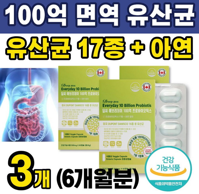 중장년 프로 프리 바이오틱스 100억 장까지 살아가는 장용성 유산균 추천 더부룩한 속 배변 장건강 면역기능 아연 노인 장청소 영양제 프리바이오틱스 소화 흡수가 용이한 식물성 캡슐, 3개