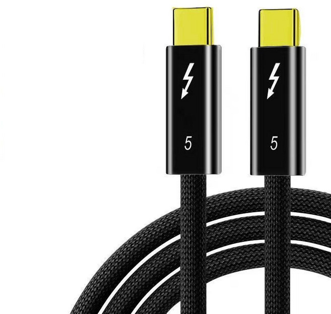 雷電5 全功能PD240W快充線 Type-C 數據傳輸線 80Gbps 16K超高清影像輸出, 1個, 全功能240W雷電5充電傳輸線1米, Black, 1m
