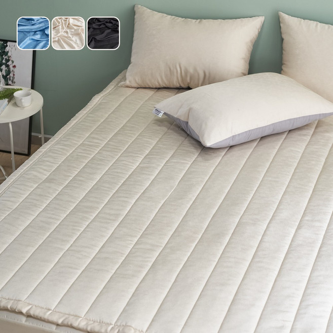 국산 여름 리빙캐슬 샤인 풍기인견100 침대패드, 베이지
