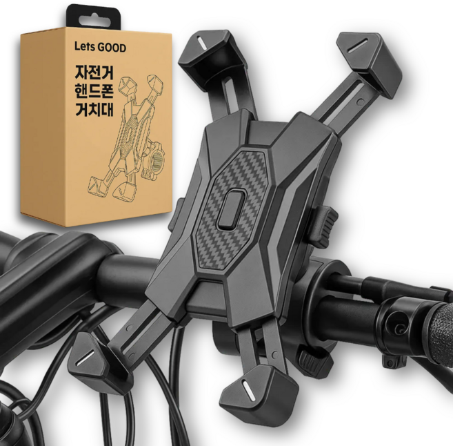 레츠굿 원터치 자전거 핸드폰 거치대, 블랙