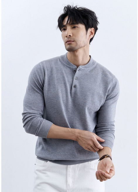 秋冬新款亨利領長袖針織衫毛衣男修身商務外穿打底衫外貿跨境批發