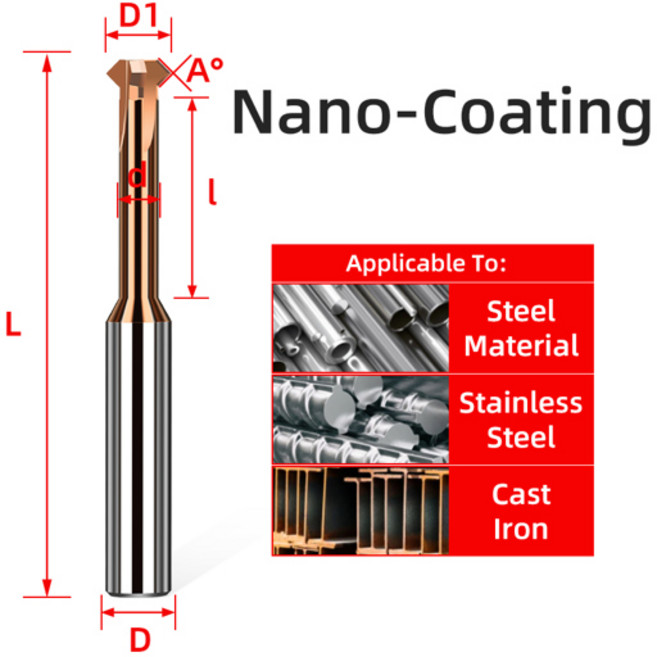 전동 샌딩기 원형 TOOLEYE 카바이드 챔퍼 밀링 커터 텅스텐 강철 챔퍼링 상부 하부 메탈 CNC 엔드 밀, Coated, 90 degree, D8x60L