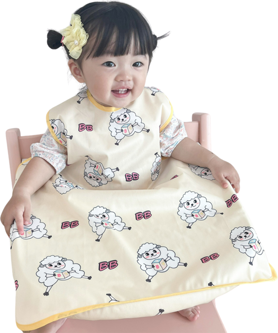 벨베이비 이유식 턱받이 나시 완전커버 라지, (리뉴얼)노랑양, 1개, 1개입