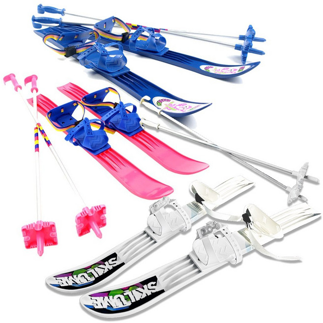 산타스키 어린이스키 아동스키 플레이트+폴 크리스마스선물, 분홍, 1개