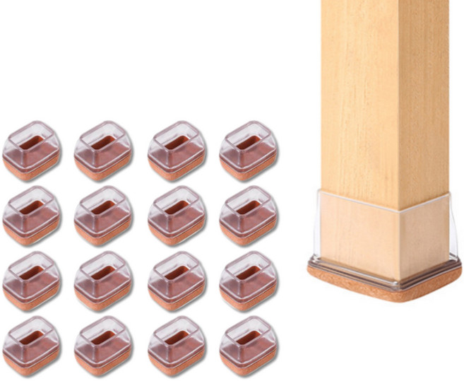 헤인느 층간 소음 미끄럼 방지 식탁 의자 발커버 세트, 16개, 브라운