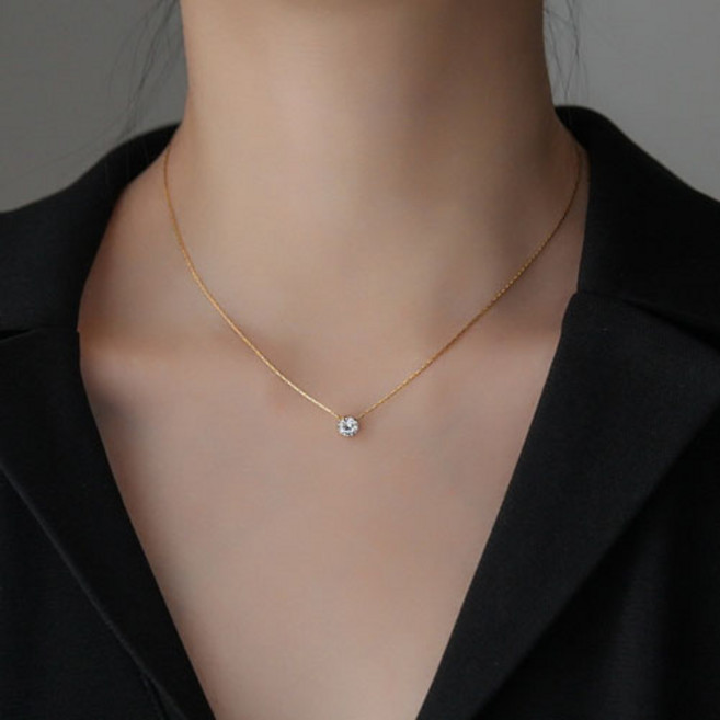 여성 심플 미니 큐빅 슬림 체인 레이어드 목걸이 A1223
