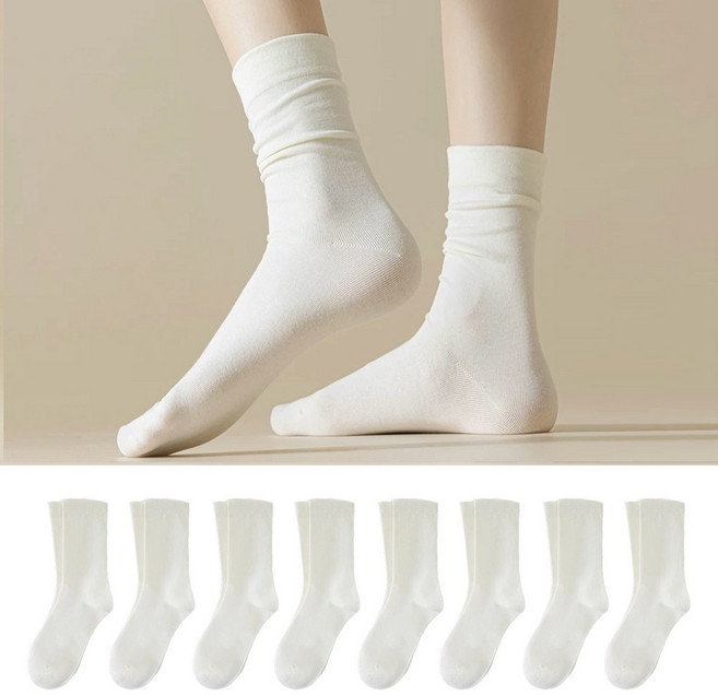 8개1세트 뷰티 여성용 조이지 않고 편안한 무압박 중목 양말