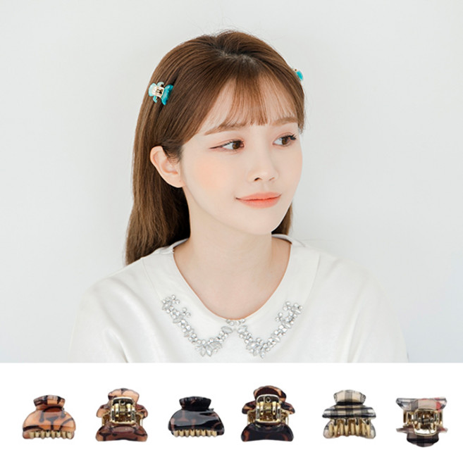 MISS21 보나 패턴 미니 집게핀 헤어핀 머리핀 6개 세트 (hp1203)