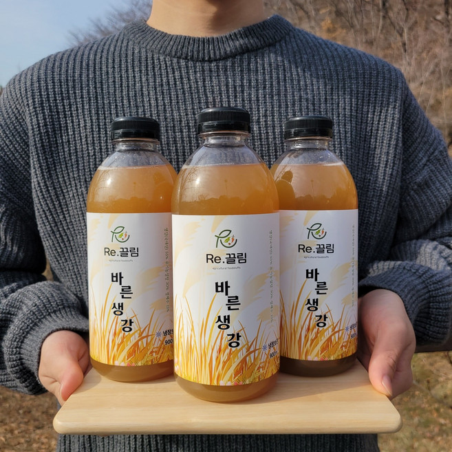 국내산 100% 완주 봉동 수제 생강 진액 원액 생강청 바른생강 900ml, 3개, 1개입